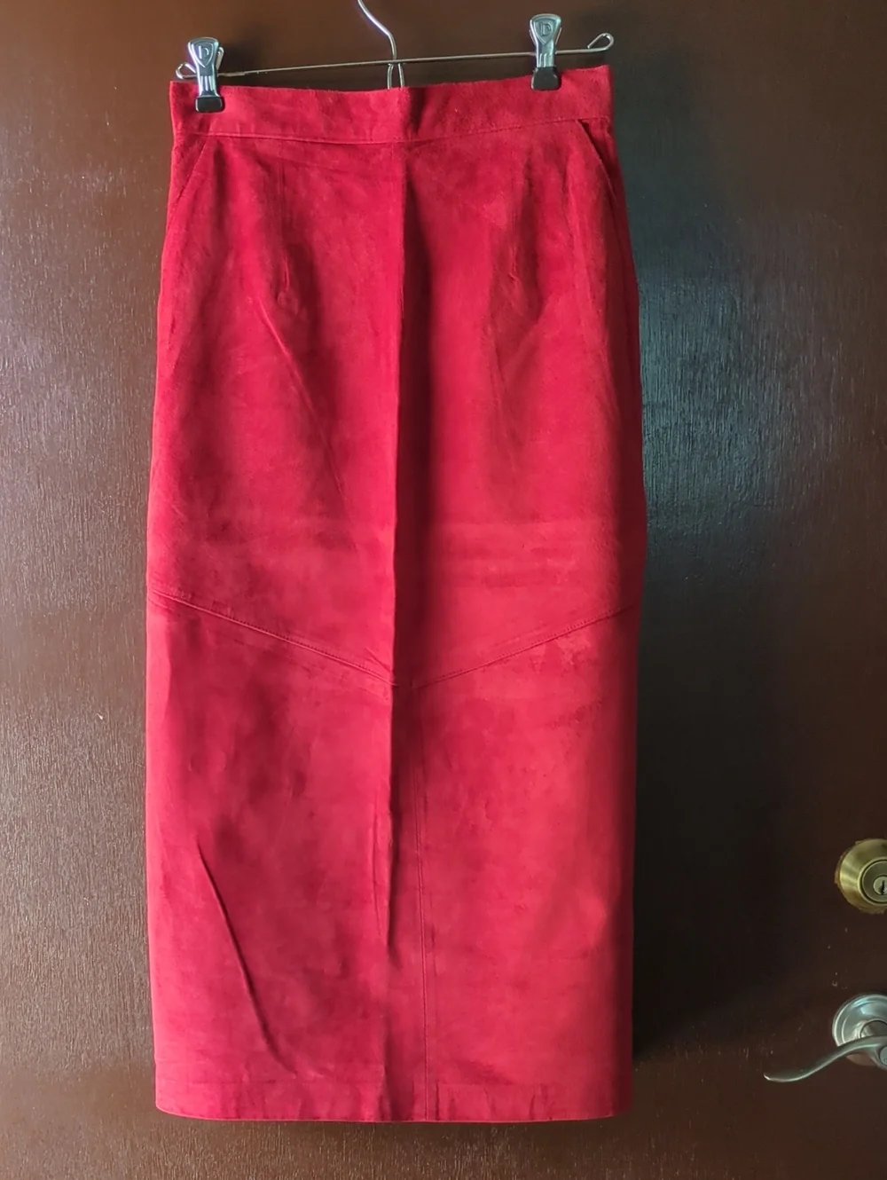 Evan Davies Red Suede Pencil Skirt - Women's Classic Fit Size 8